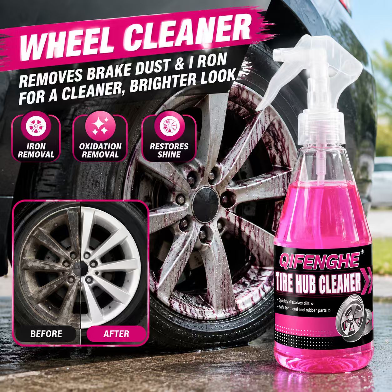 Wheel Cleaner Alloy - Nettoyant puissant pour jantes en spray,